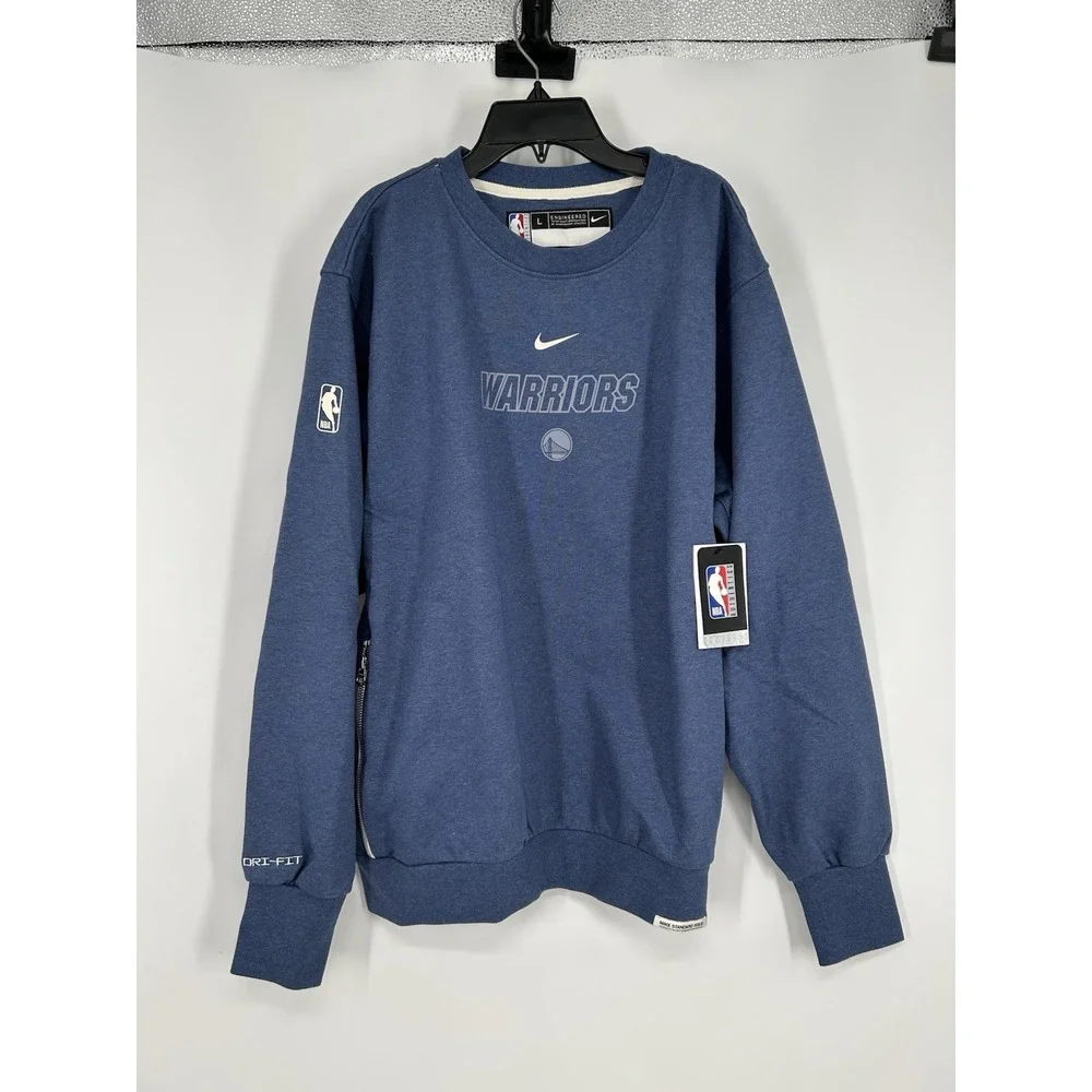 Golden State Warriors Nike Dri Fit Crewneck‎ Sweatshirt Center Swoosh Blue Large